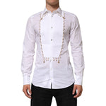 Dolce & Gabbana White Cotton DG Logo Pearl Chain Formal Shirt TSH90812-39