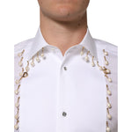 Dolce & Gabbana White Cotton DG Logo Pearl Chain Formal Shirt TSH90812-39