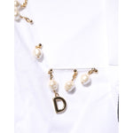 Dolce & Gabbana White Cotton DG Logo Pearl Chain Formal Shirt TSH90812-39