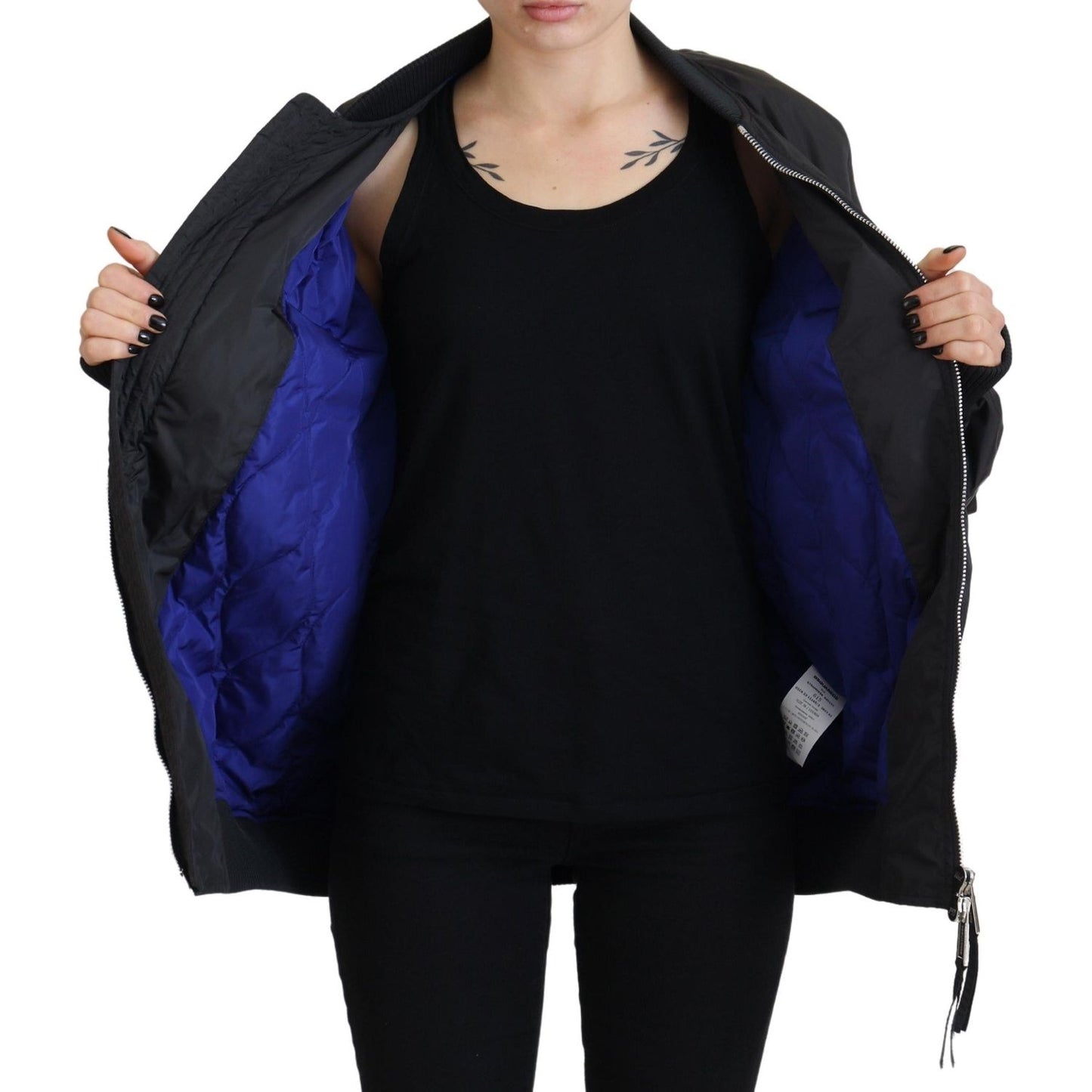 Dsquared² Black Logo Print Full Zip Women Bomber Jacket JKT3512-38