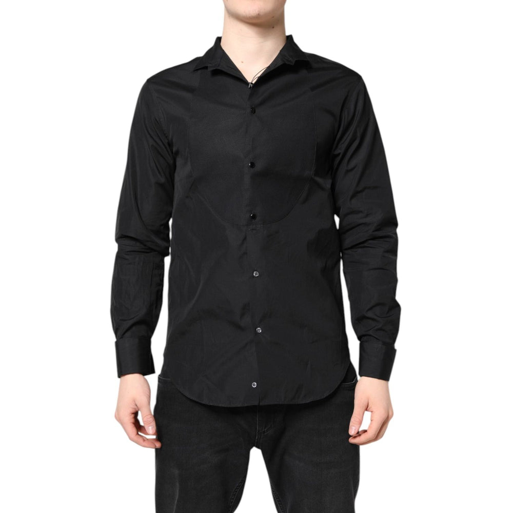 Emporio Armani Black Cotton Long Sleeves Men Formal Dress Shirt TSH87834-41