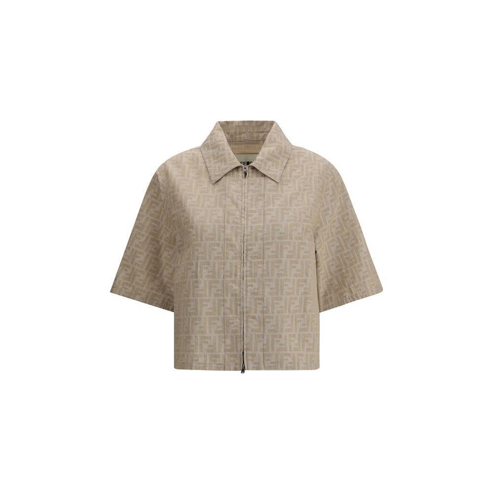 Fendi Chambray cropped Jacket 1728,72470364320,Beige,Clothing,Fendi,IT40 | M,Jackets & Coats - Women - Clothing,New with tags,Women,Women - Clothing Fendi FE-FLF790ASMFF1SAZ-IT40 | M