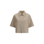 Fendi Chambray cropped Jacket 1728,72470364320,Beige,Clothing,Fendi,IT40 | M,Jackets & Coats - Women - Clothing,New with tags,Women,Women - Clothing Fendi FE-FLF790ASMFF1SAZ-IT40 | M