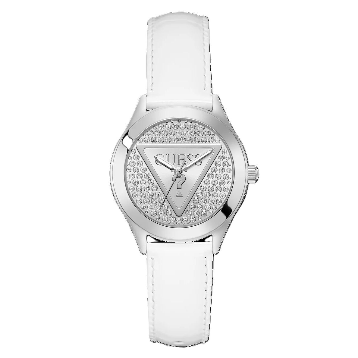 GUESS Mod. GLITZ PLAQUE women's wristwatch with stainless steel case, quartz movement, leather strap, water resistant 3 ATM