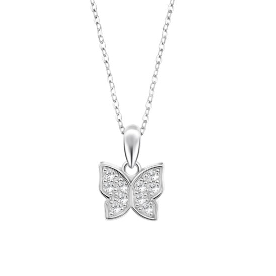 LOTUS JEWELS JEWELRY Mod. LP3051-1/1 butterfly pendant necklace with sparkling details on a delicate silver chain.