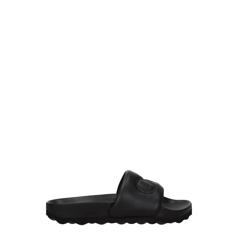 Off-White Black Leather Slippers Sandals OF-8547387080969-EU35/US5