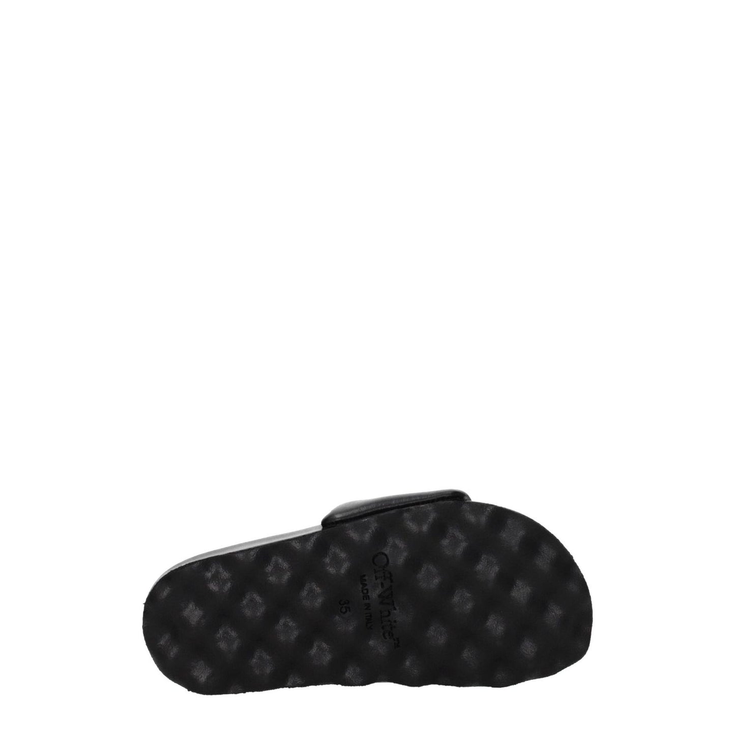Off-White Black Leather Slippers Sandals OF-8547387080969-EU35/US5
