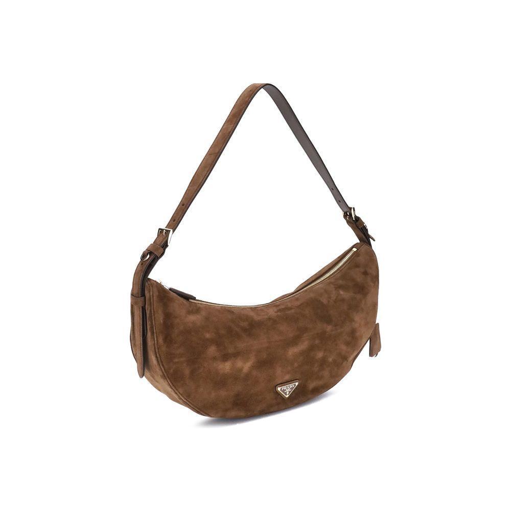 Prada Prada Demi-Lune Suede Shoulder Bag PR1BC255VOVO2C4SF0324BB 1728,72470364320,Bags,Brown,New with tags,Prada,Shoulder Bags - Women - Bags,Women,Women - Bags