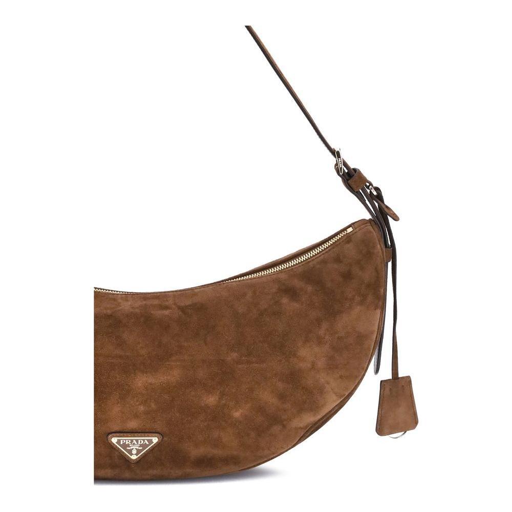 Prada Prada Demi-Lune Suede Shoulder Bag PR1BC255VOVO2C4SF0324BB 1728,72470364320,Bags,Brown,New with tags,Prada,Shoulder Bags - Women - Bags,Women,Women - Bags