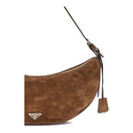 Prada Prada Demi-Lune Suede Shoulder Bag PR1BC255VOVO2C4SF0324BB 1728,72470364320,Bags,Brown,New with tags,Prada,Shoulder Bags - Women - Bags,Women,Women - Bags