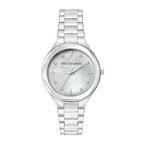 Alt Tag: TRUSSARDI MOD. SMALL ladies wristwatch, 32 mm silver case, quartz movement, mother of pearl dial.