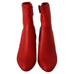 Steve Madden Steve Madden Red Leather Block Heels Ankle Boots Shoes LA9553-35.5 1728,67345645728,Boots - Women - Shoes,EU35.5/US5,EU36/US5.5,EU37.5/US7,EU37/US6.5,EU38.5/US8,EU38/US7.5,Material: Leather,Preowned / Defect,Red,Steve Madden,Women