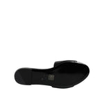 Versace Black Leather Logo Plaque Slip On Slides Flats Shoes LA12124-38