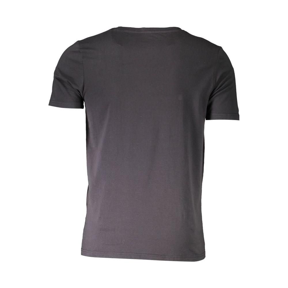 Back view of Aeronautica Militare black cotton men's T-shirt with crew neck and short sleeves.