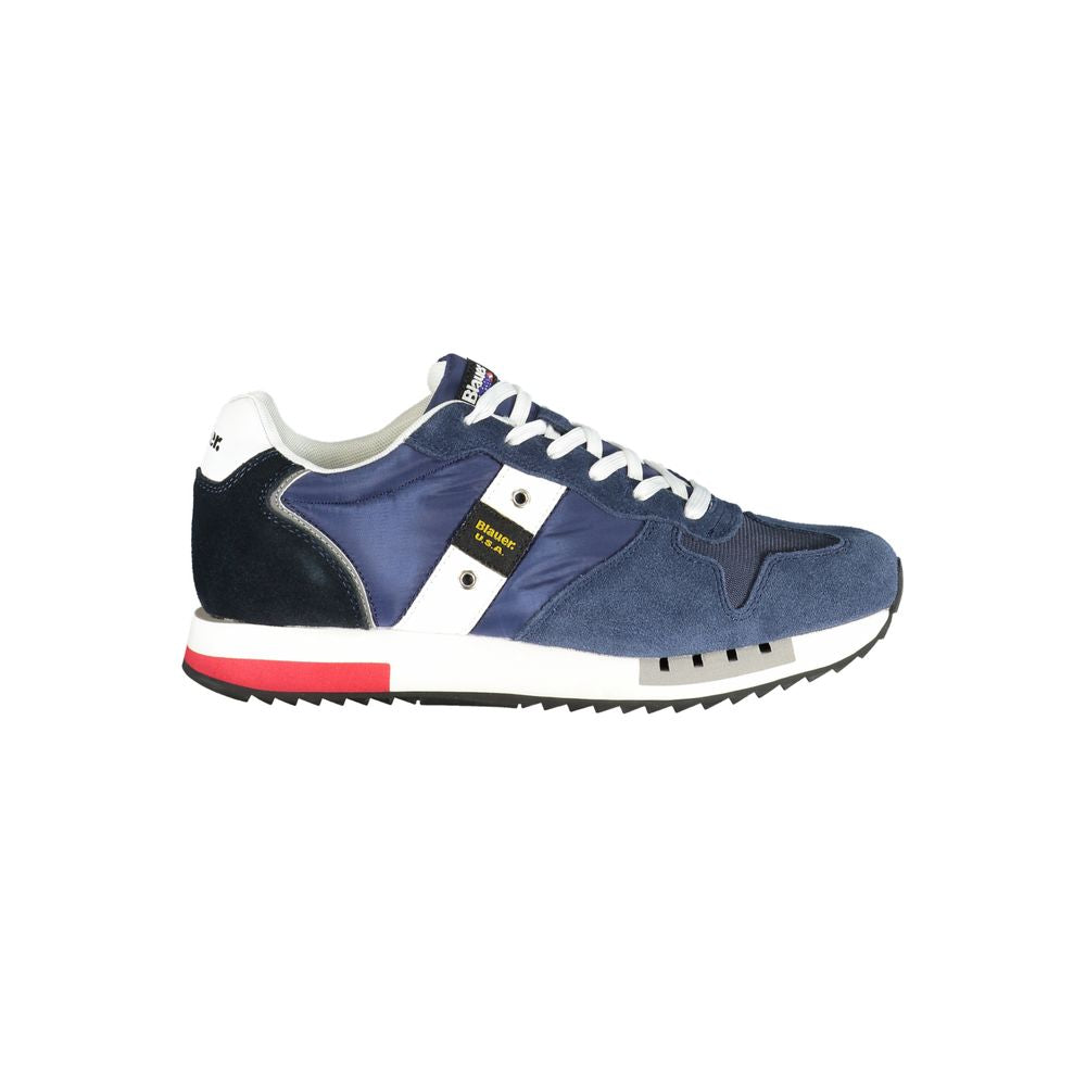 Blauer blue polyester men's sneaker with contrasting details and logo, featuring a removable footbed for style and comfort.