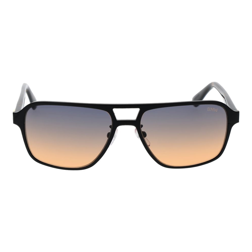 BMW black aviator sunglasses for men with blue gradient lenses and aluminum frame.