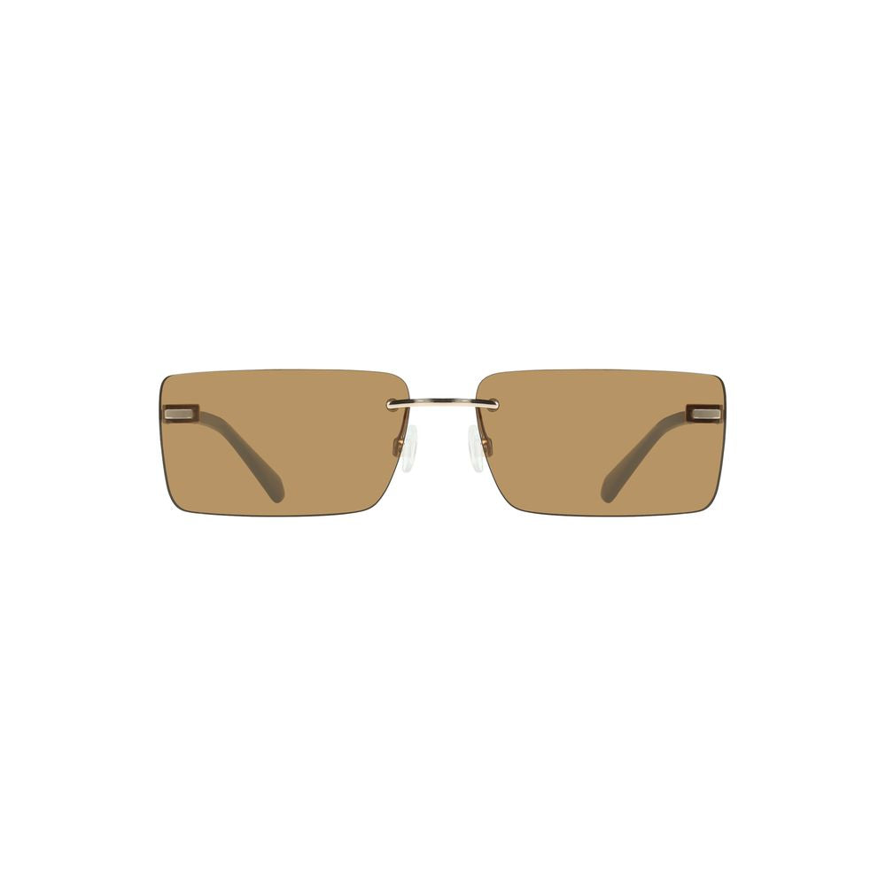 Calvin Klein beige metal women sunglasses with rectangular brown lenses offering contemporary style and UV protection.