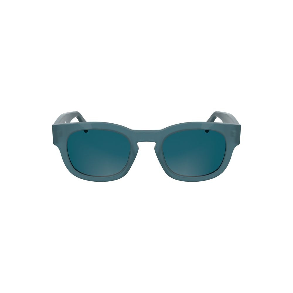 Calvin Klein blue acetate women sunglasses with round lenses, modern luxury fashion eyewear.