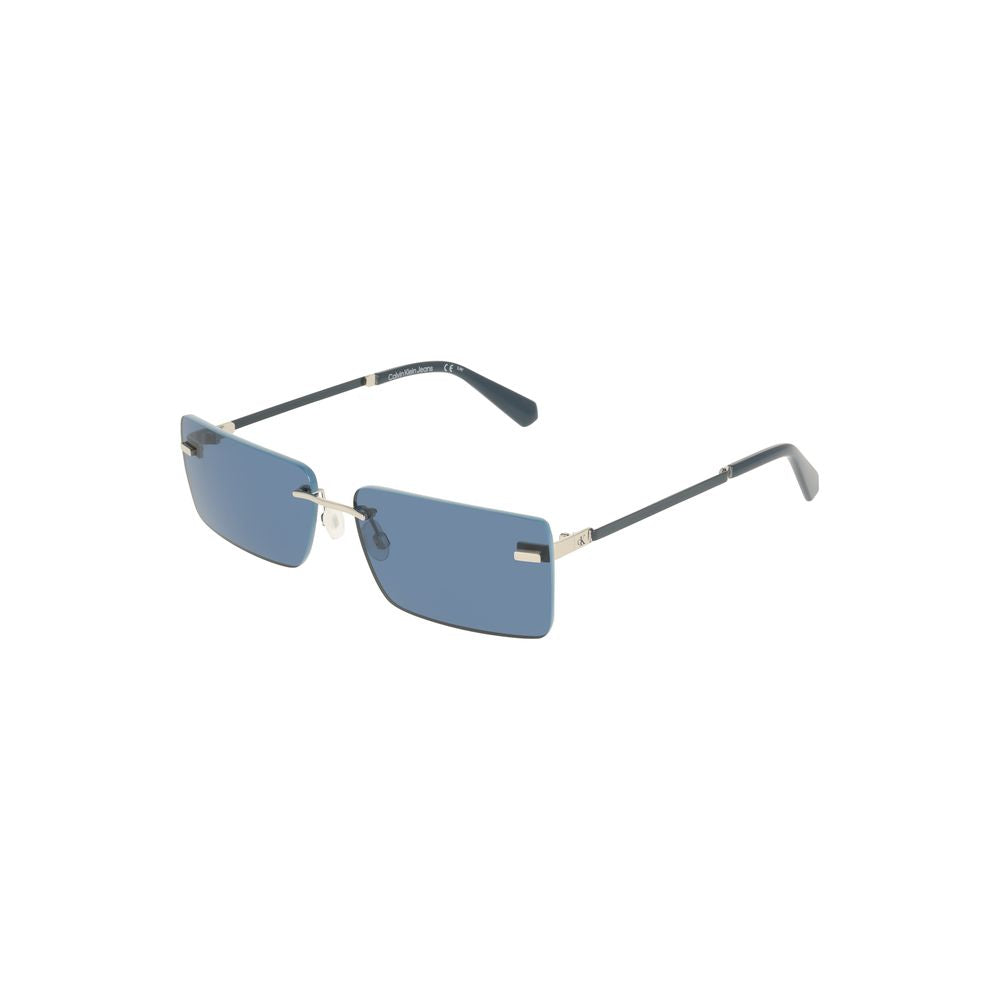 Calvin Klein Blue Metal Women Sunglass with rectangular silhouette and sleek frame, featuring stylish blue lenses for a bold look.