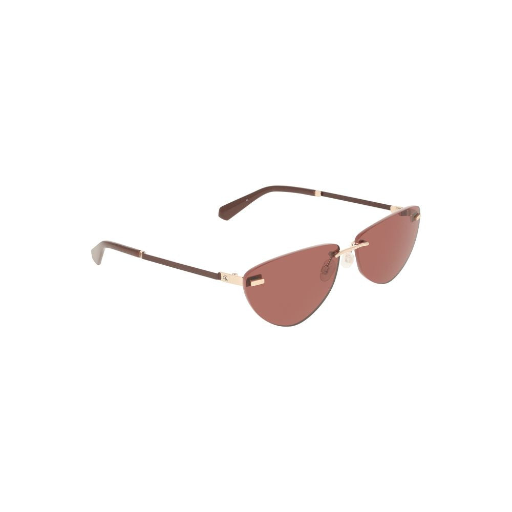 Calvin Klein pink metal women sunglasses with drop-shaped lenses and sleek frame