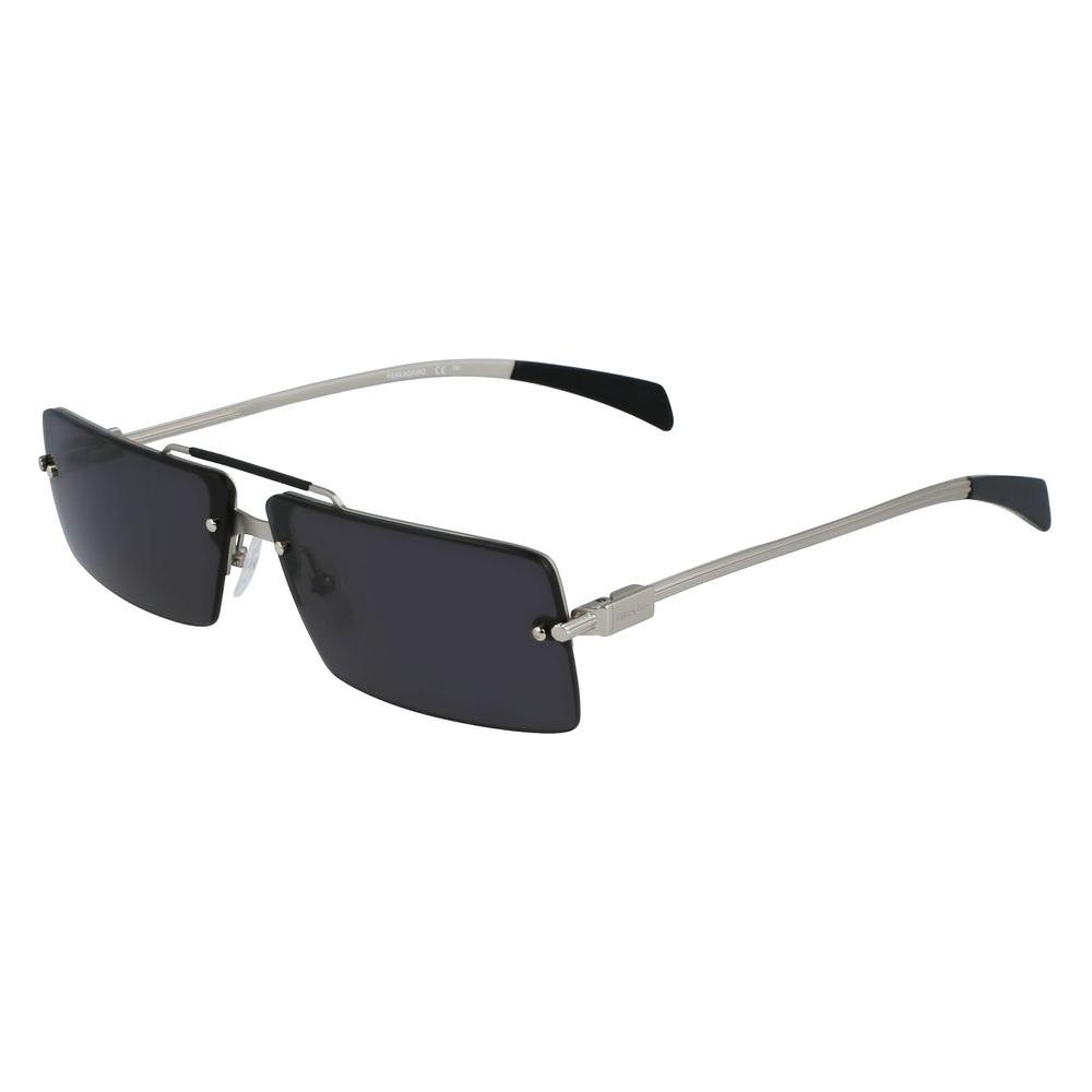 Ferragamo gray metal sunglasses SF306S-042, unisex design with category 3 protection, 65/11/155mm dimensions.