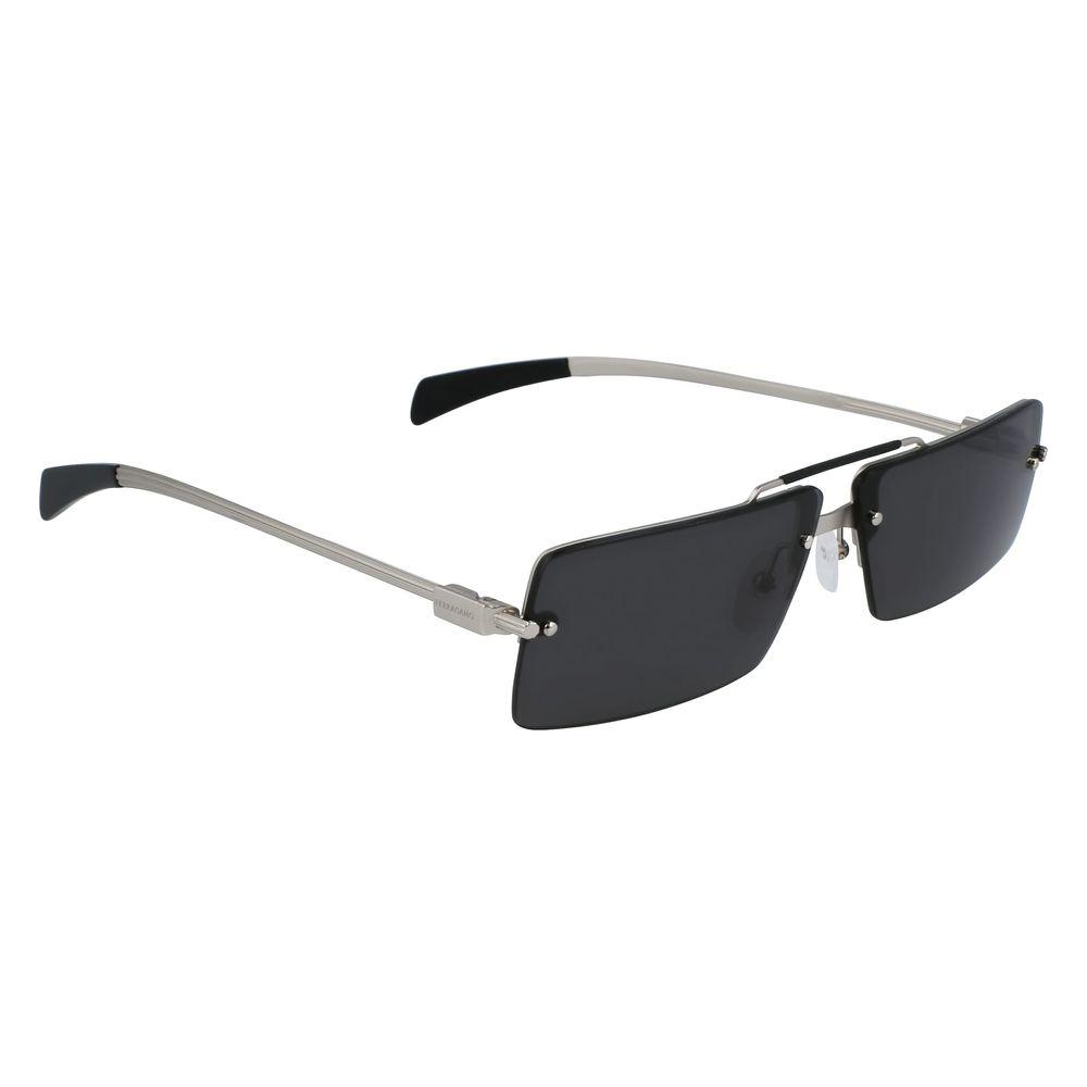 Ferragamo SF306S-042 unisex gray metal sunglasses with black lenses, measuring 65/11/155 mm, featuring a sleek and stylish design.