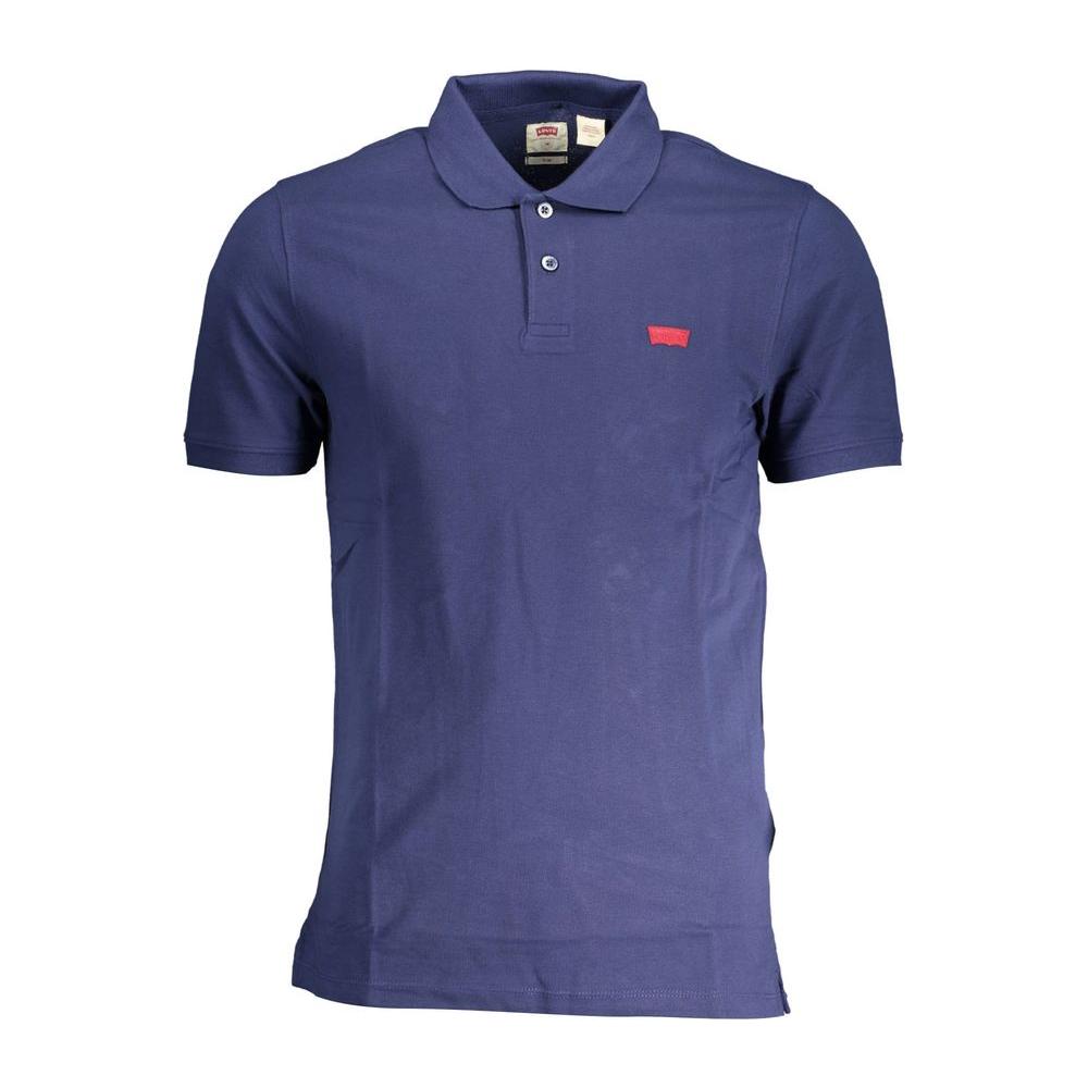 Levi's blue cotton men's polo shirt featuring a two-button placket and logo, perfect for a stylish casual look.