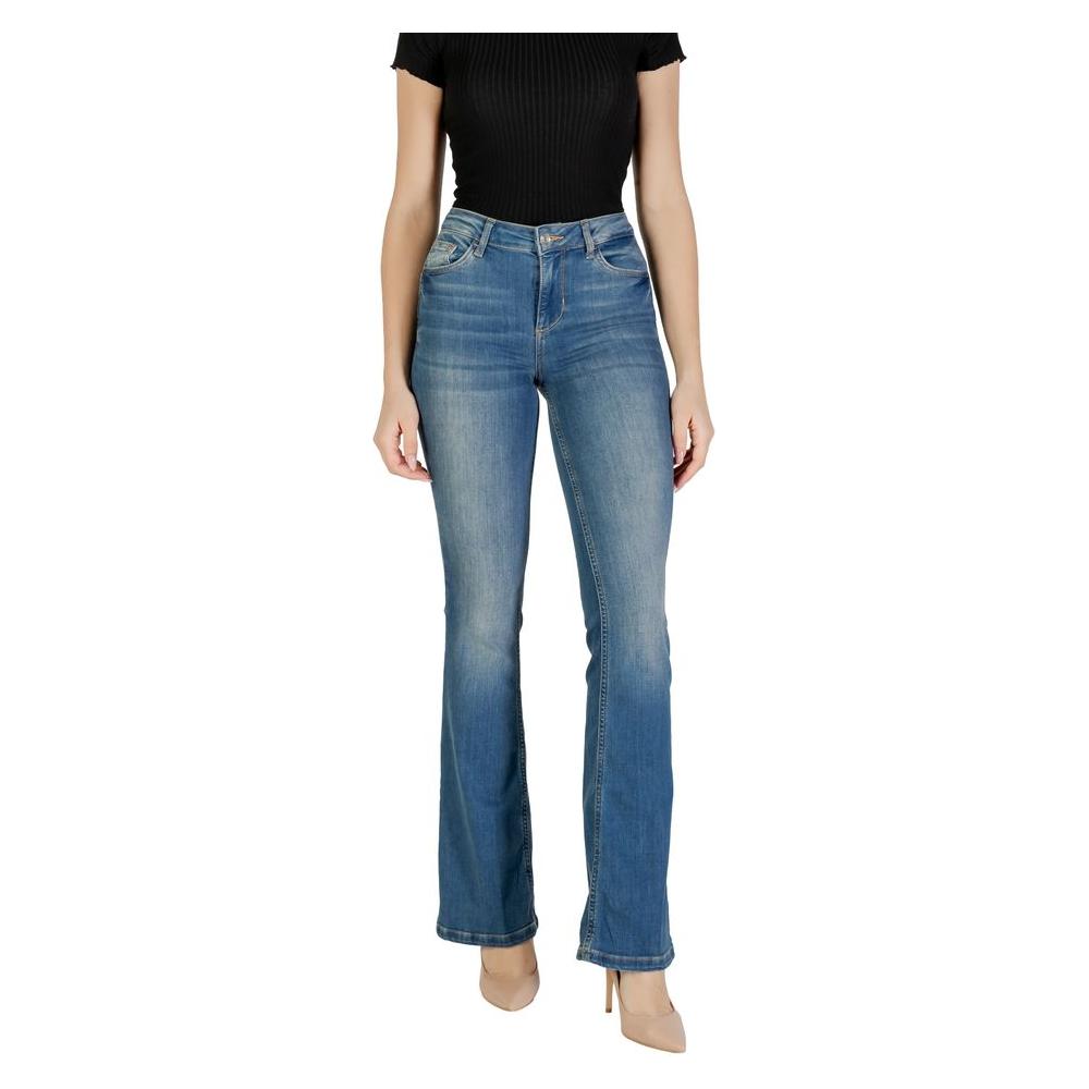 Liu Jo blue bootcut flared jeans for women, made with cotton blend, featuring high waist and elegant fit, great for casual wear.