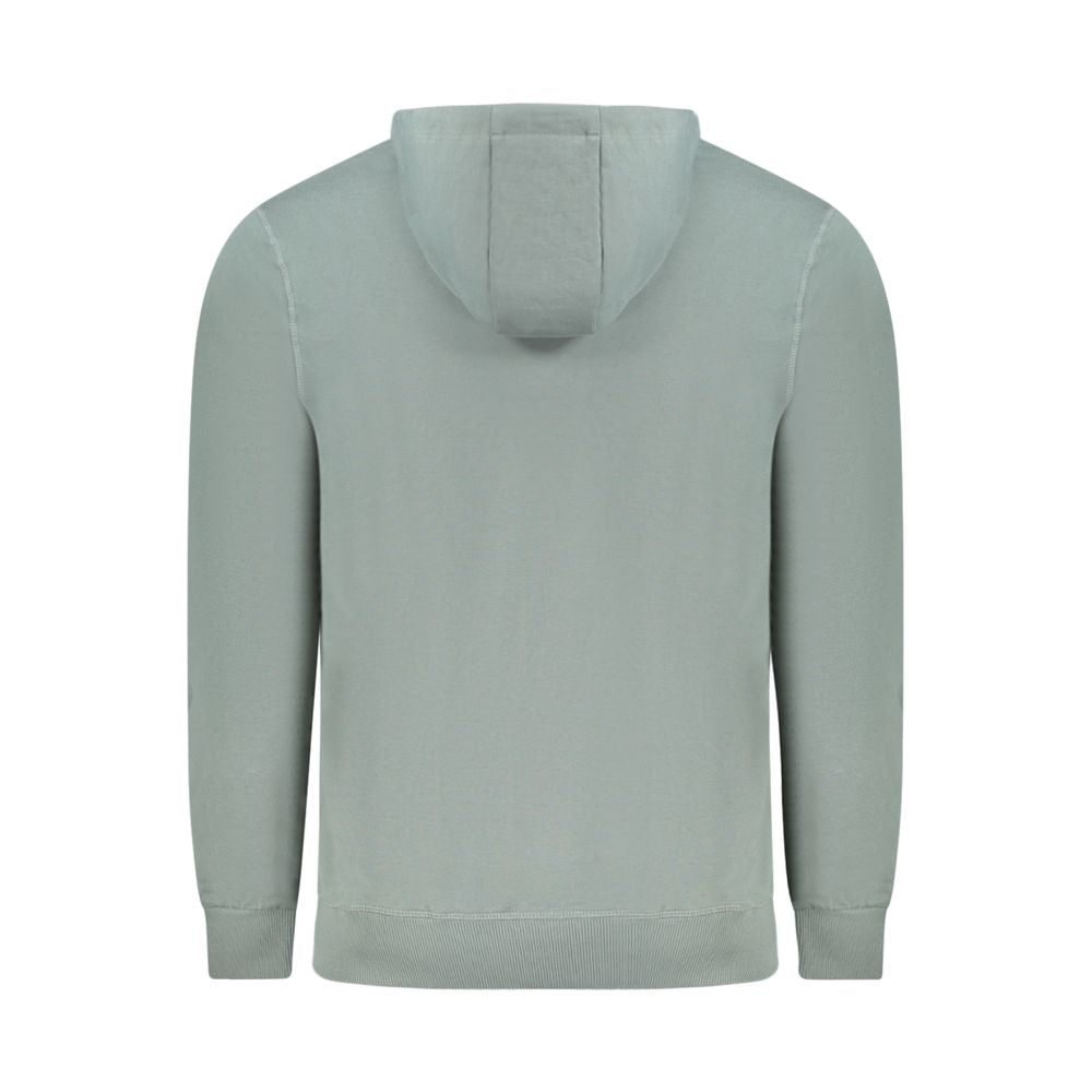 Rear view of North Sails green cotton men’s hooded sweatshirt, long sleeves, cozy brushed fabric, perfect for adventurous style.