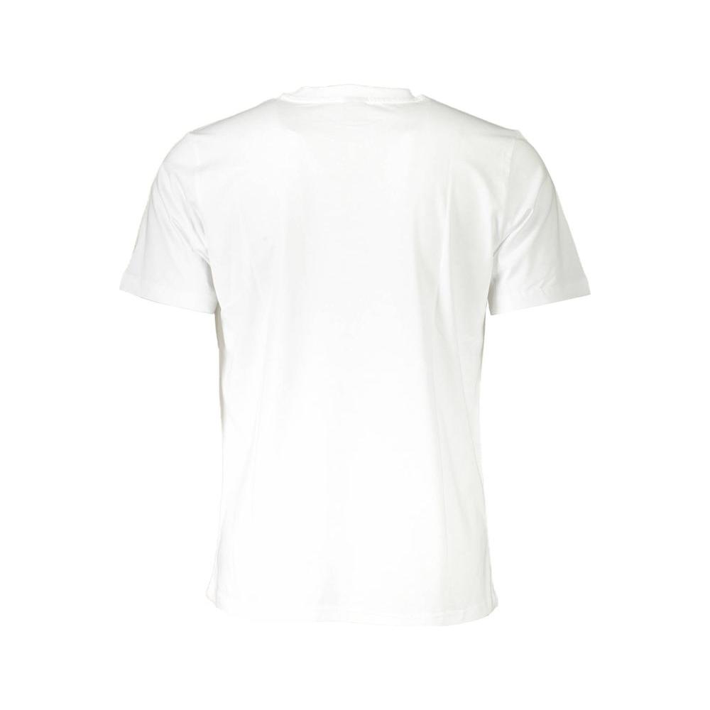 Back view of North Sails white cotton men's T-shirt, showcasing short sleeves and crew neck, ideal for casual fashion.