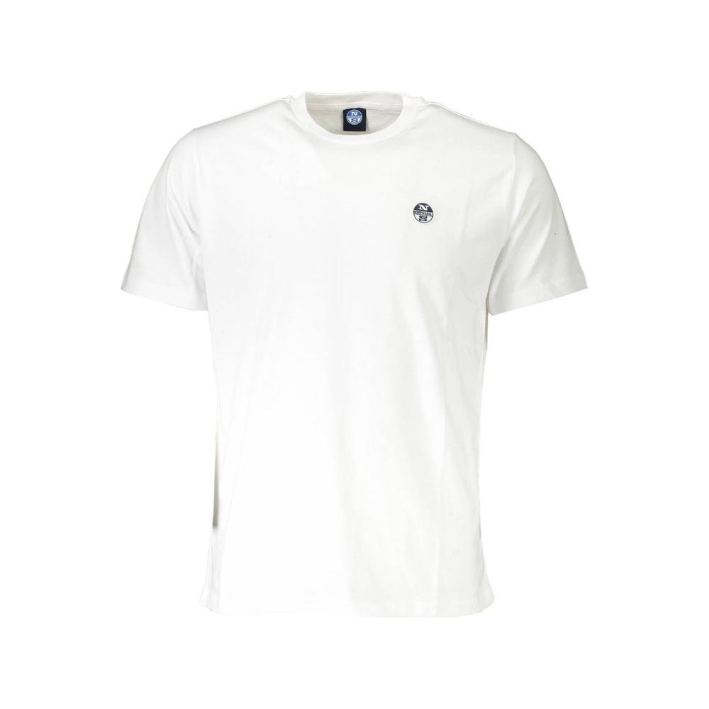 North Sails white cotton men's T-shirt with short sleeves and logo applique