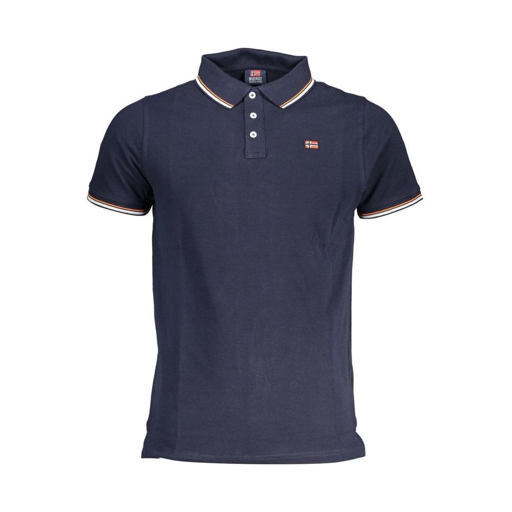 Norway 1963 blue cotton men polo shirt with short sleeves, contrasting details, and logo appliqué. Classic style, comfortable fit.