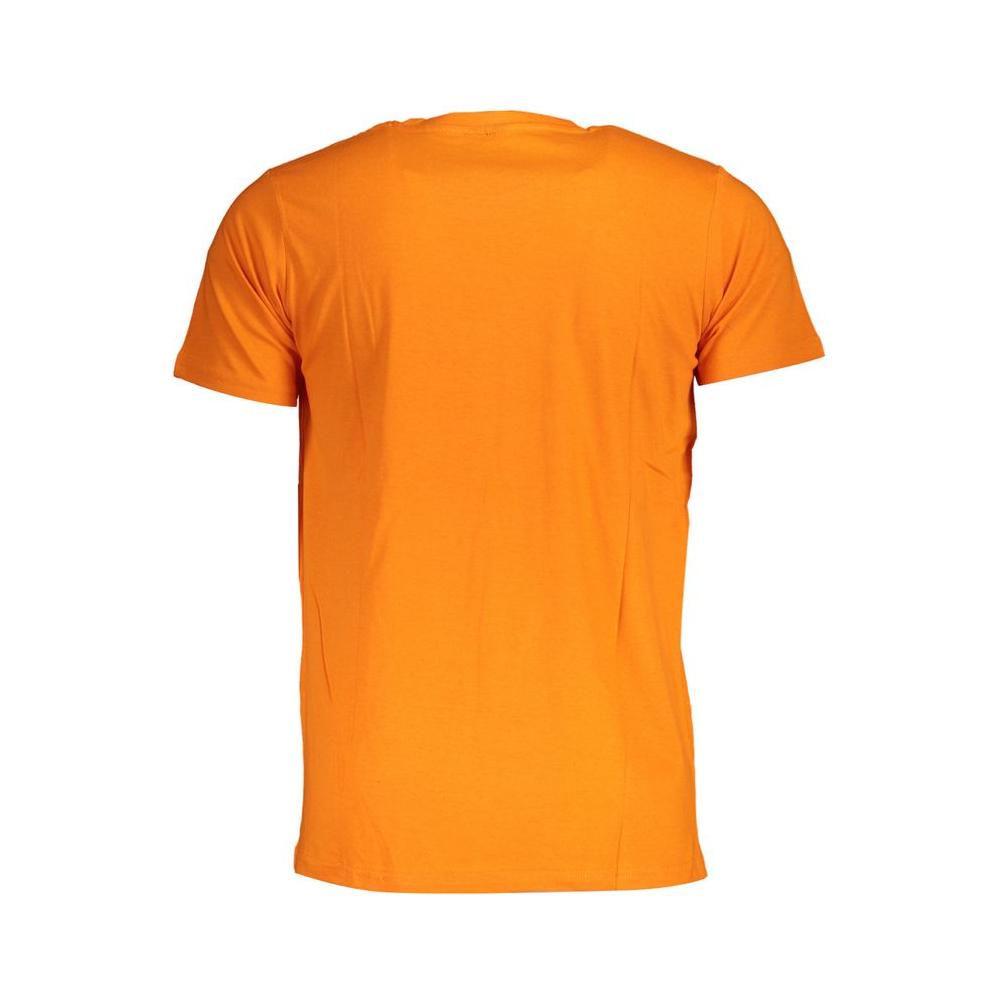 Alt Tag: Norway 1963 orange cotton men's T-shirt back view, crew neck, short sleeves, high-quality cotton from Bangladesh