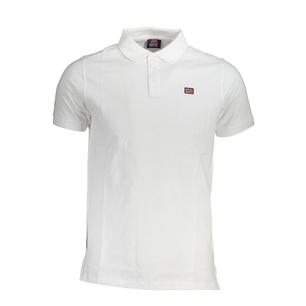 White Norway 1963 cotton polo shirt for men featuring a subtle logo, perfect for smart casual outfits and comfortable daily wear.