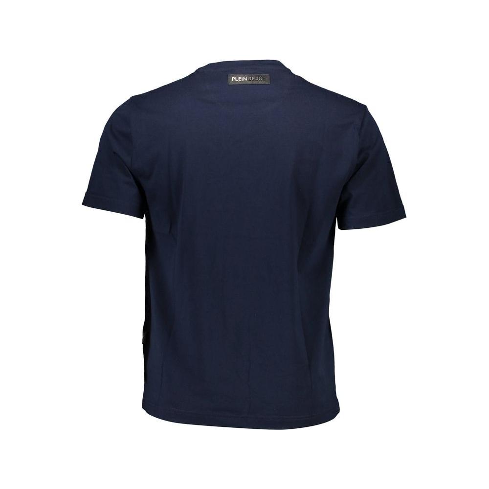 Back view of Plein Sport Blue Cotton Men's T-Shirt showcasing iconic logo and premium craftsmanship.