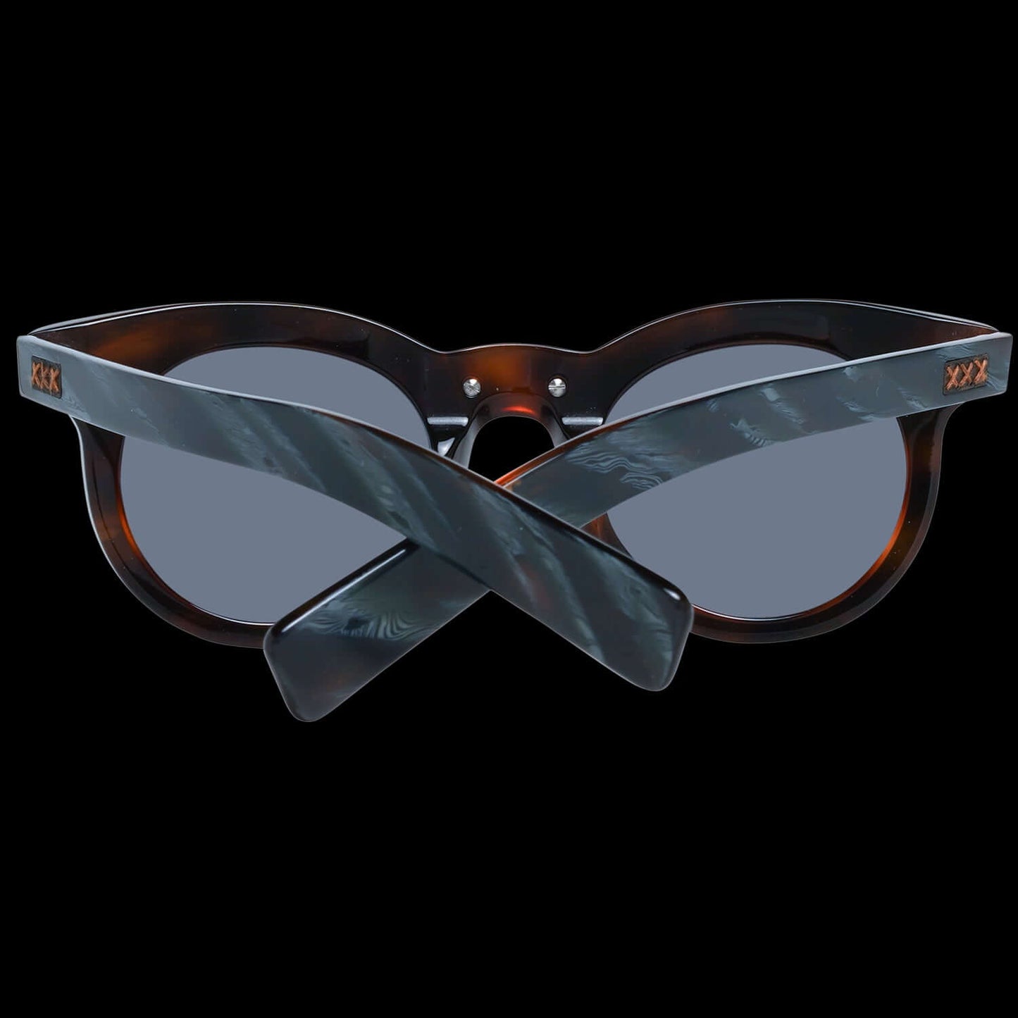 ERMENEGILDO ZEGNA MOD. ZC0010 sunglasses with Zeiss lens, tortoiseshell frame, gent's style, made in Italy, displayed with crossed temples.