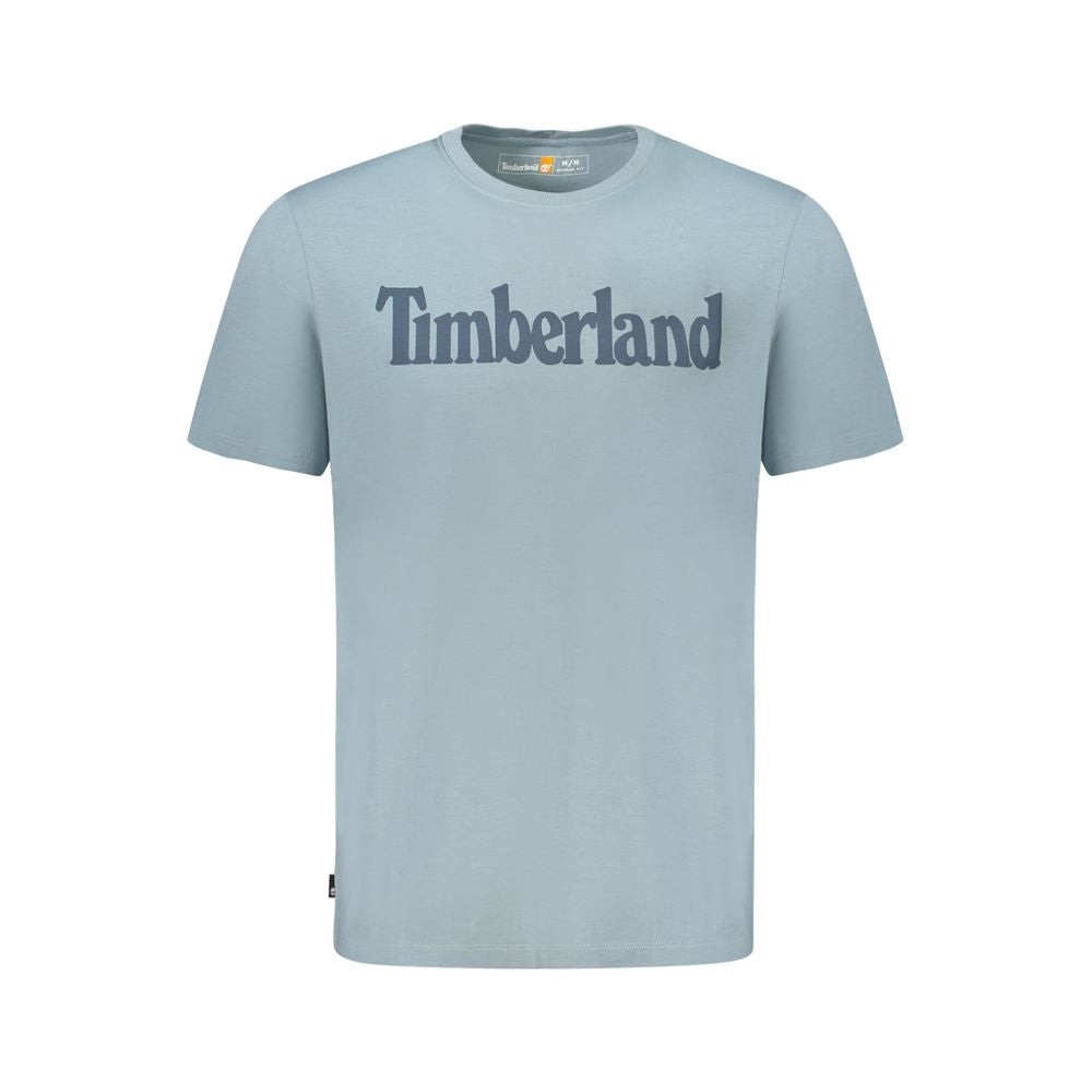 Timberland light blue organic cotton men's t-shirt with logo, short sleeves, and regular fit.