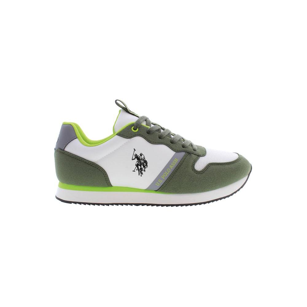 U.S. POLO ASSN. green polyester men's sneaker with logo, featuring striking green and white contrast, perfect for style and comfort.