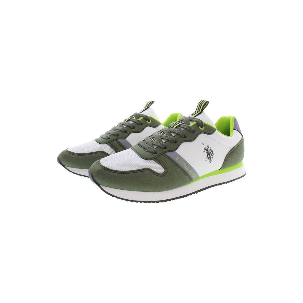 Green U.S. POLO ASSN. men's sneakers with white accents and logo, featuring sporty design and comfortable fit.
