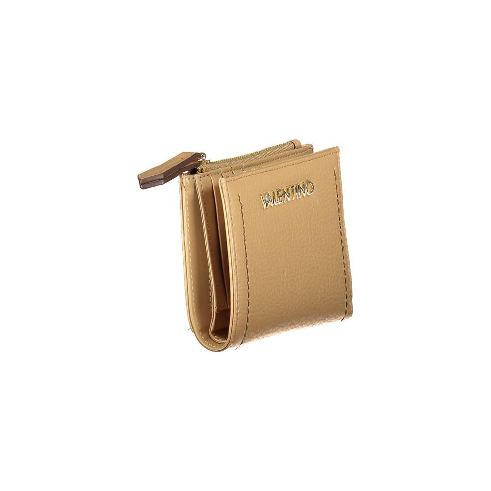 Valentino Bags beige polyethylene women's wallet with elegant design and zip coin purse.