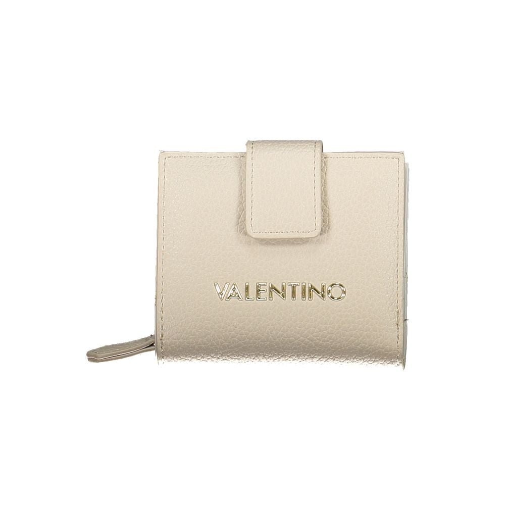 Valentino Bags beige wallet with logo and zip, elegant design for women