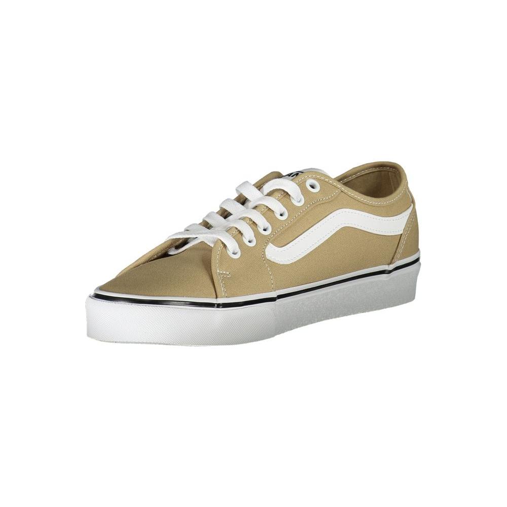 Vans beige polyester sneaker with laces, contrast details, and logo. Stylish sports footwear ideal for casual wear.