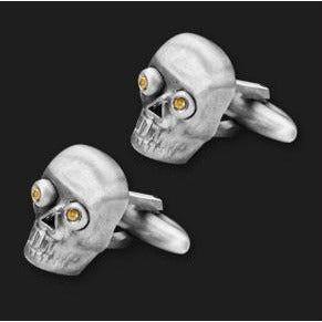 AMBROSINI JEWELS - GEMELLI ARGENTO 925° piccoli teschio finitura bianca GT 03 01