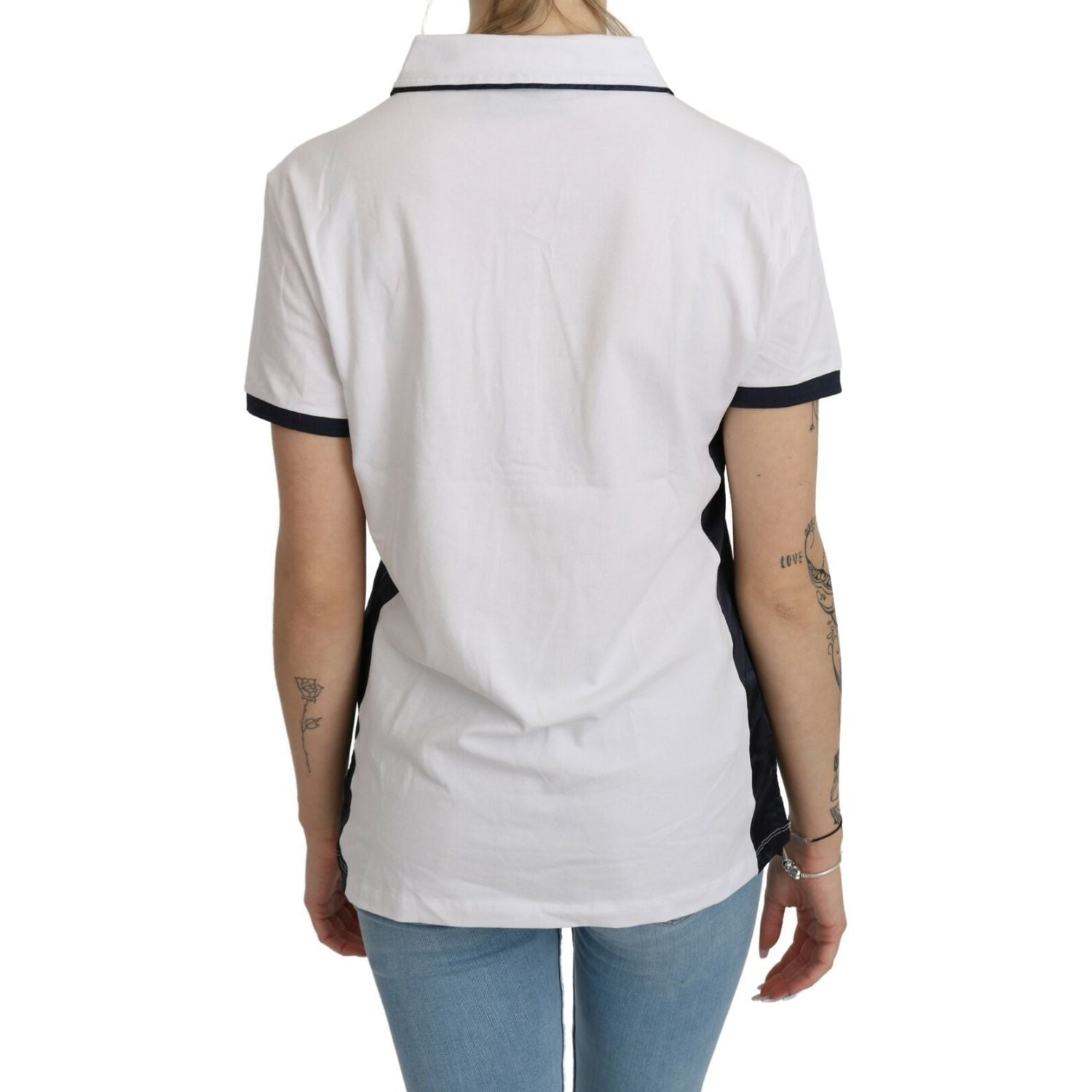 Beverly Hills Cotton White Collared Short Sleeve Top