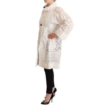 Ermanno Scervino Button Down White Long Sleeve Polyester Jacket