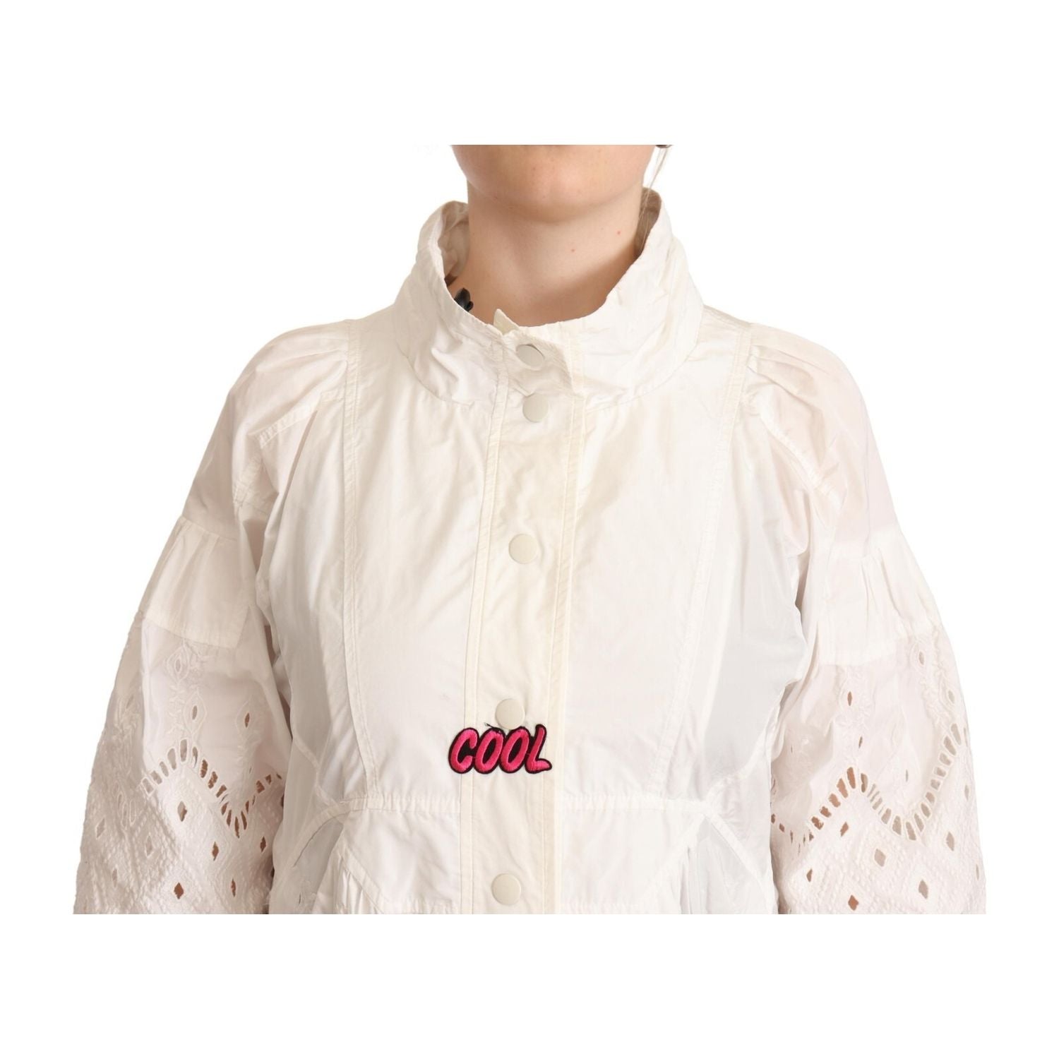 Ermanno Scervino Button Down White Long Sleeve Polyester Jacket