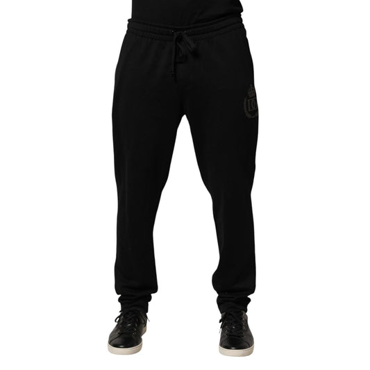 Dolce & Gabbana Black Logo Cotton Skinny Jogger Trouser Pants