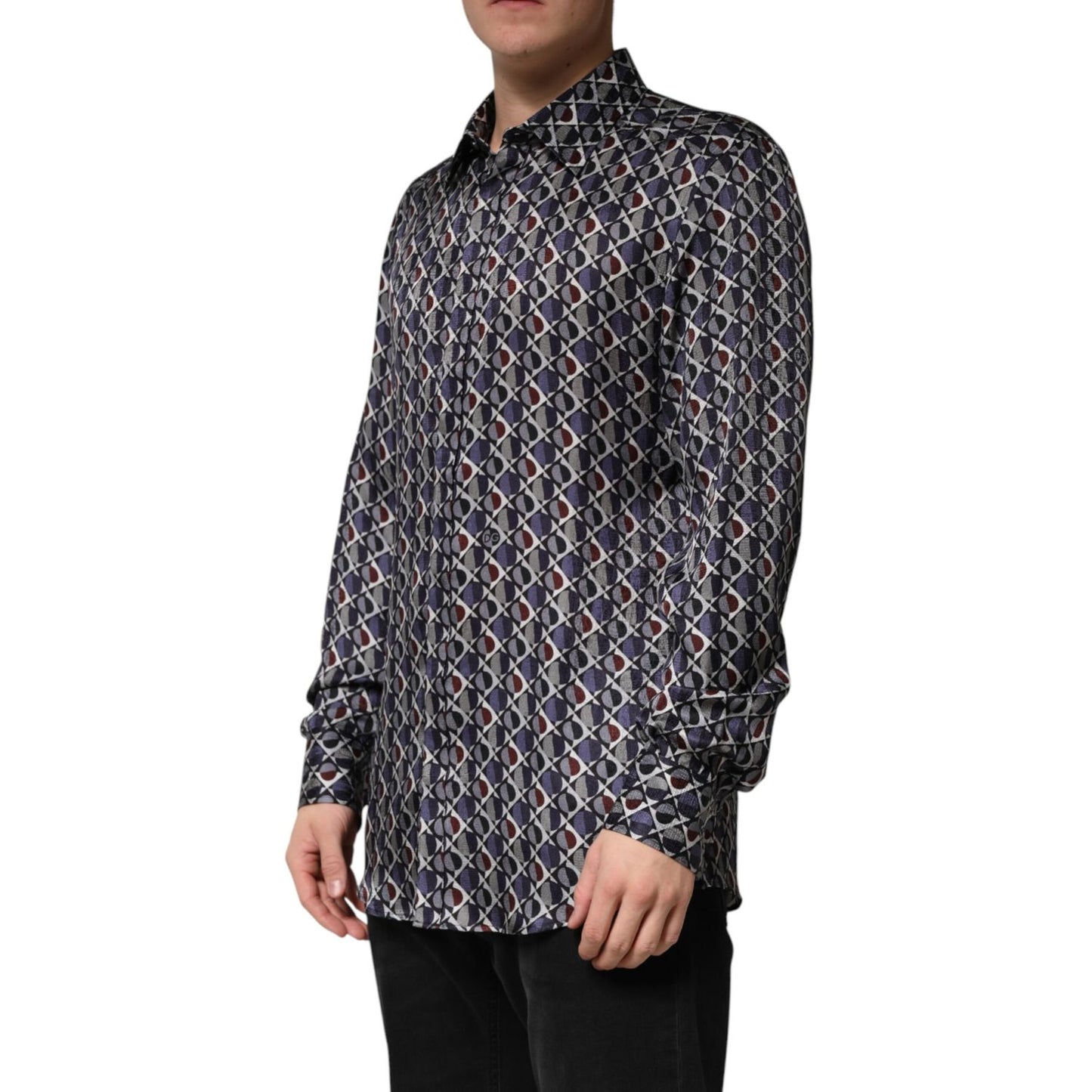 Dolce & Gabbana Multicolor Patterned Collared GOLD Men Dress Shirt