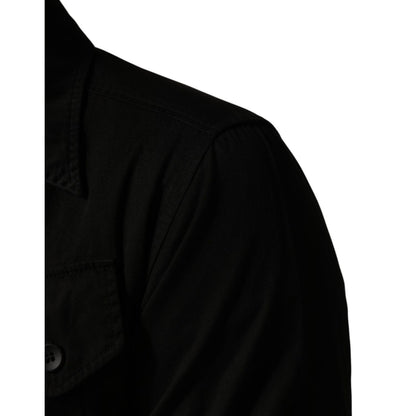 Dolce & Gabbana Black Cotton Collared Men Button Down Shirt