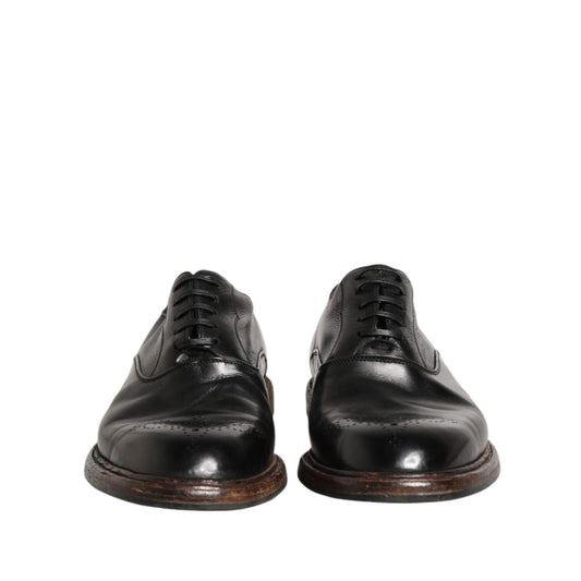 Dolce & Gabbana Black Calfskin Leather Oxford Dress Shoes